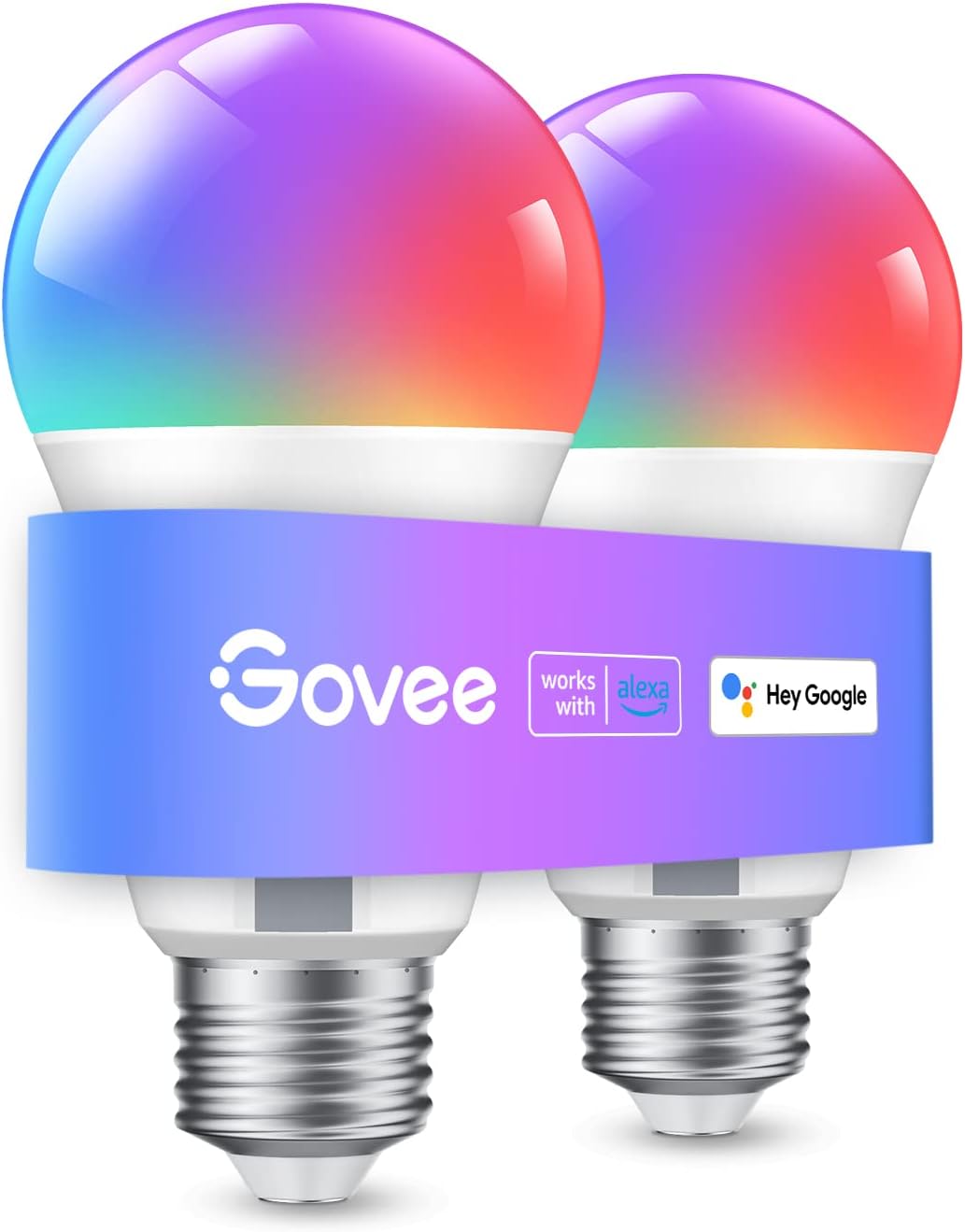 Govee Smart Light Bulbs, WiFi & Bluetooth Color Changing Light Bulbs, Music Sync, 16 Million DIY Colors RGBWW Color Lights Bulb, Work with Alexa, Google Assistant Home App, 2 Pack