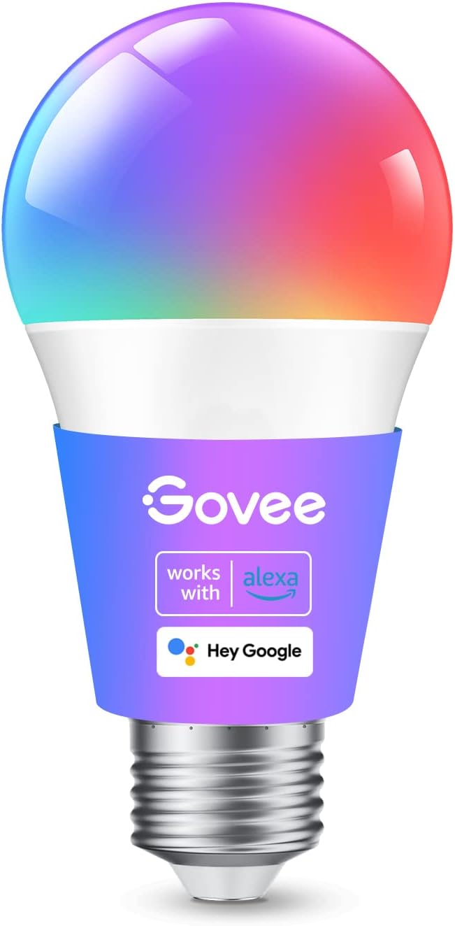 Govee Smart Light Bulbs, Color Changing Light Bulbs with Music Sync, 54 Dynamic Scenes, 16 Million DIY Colors WiFi & Bluetooth Light Bulbs Work with Alexa, Google Assistant Home App, 1 Pack