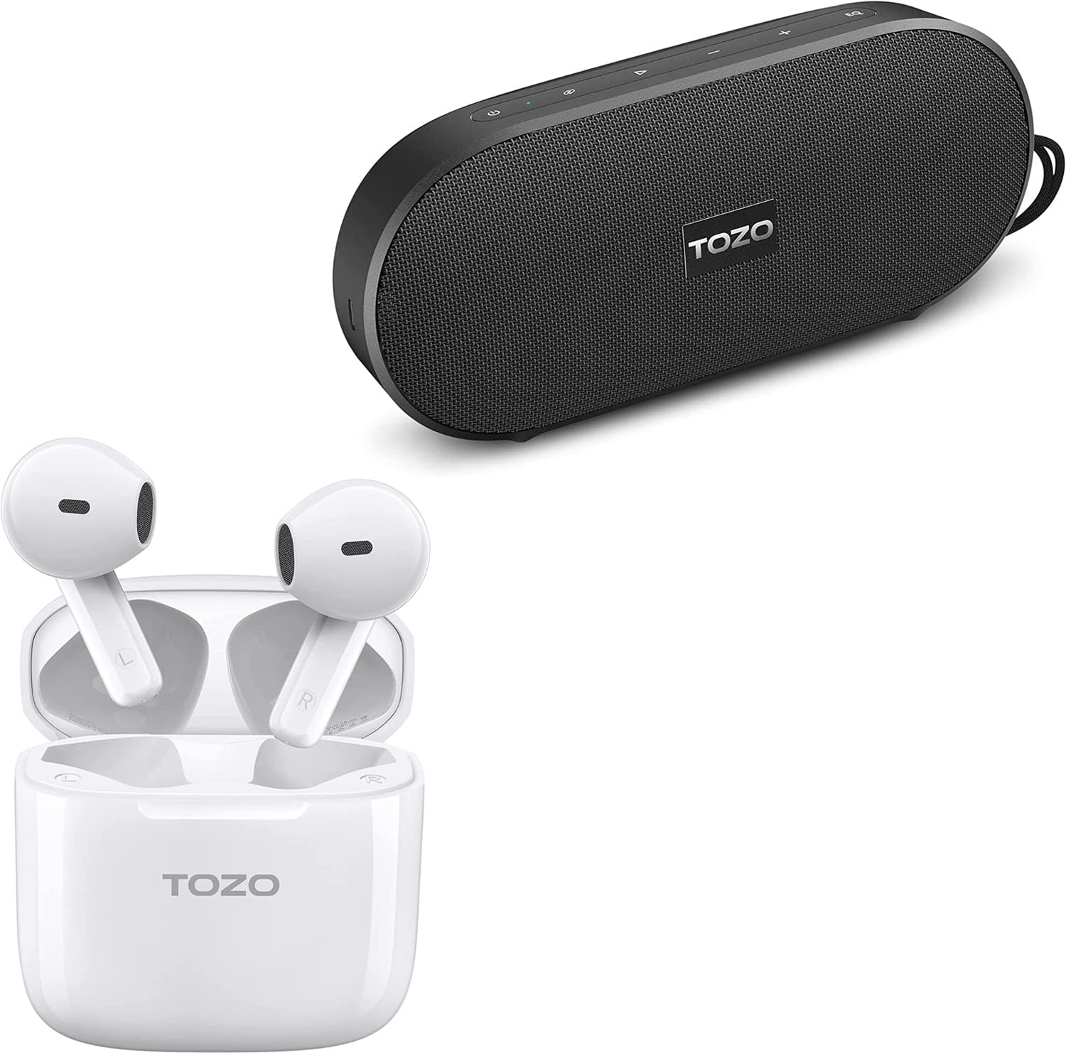 TOZO A3 WirelessEarbuds Bluetooth 5.3 Half in-Ear Lightweight Headsets PA1 Bluetooth Speaker with 20w Stereo Sound, Long Playtime IPX7 Waterproof Portable Wireless Speaker