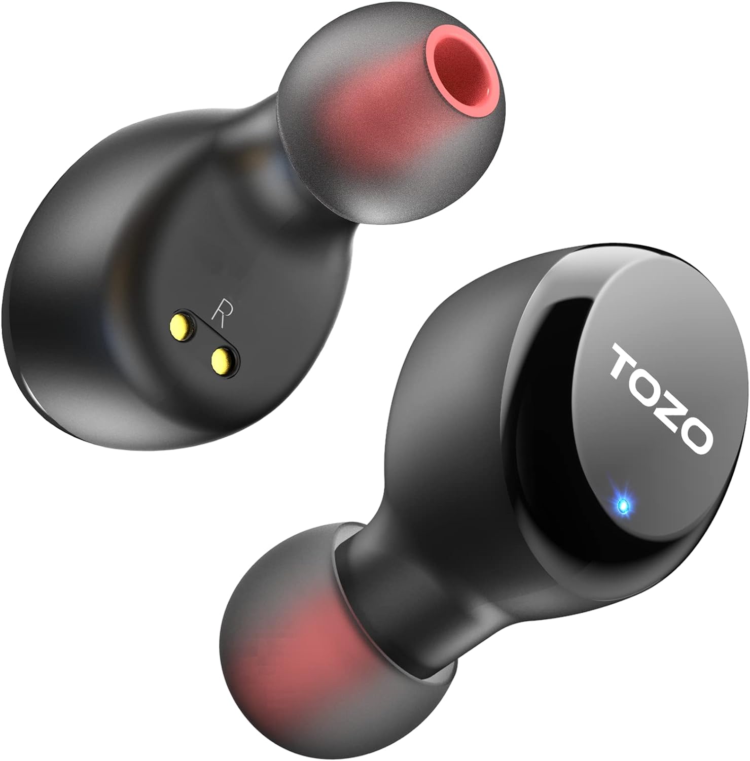 TOZO T6S Bluetooth 5.2 2022 New Version True Wireless Earbuds Environmental Noise Cancellation Stereo Headphones Built in Mic Headset Premium Sound with Deep Bass Support APP Control for Sport