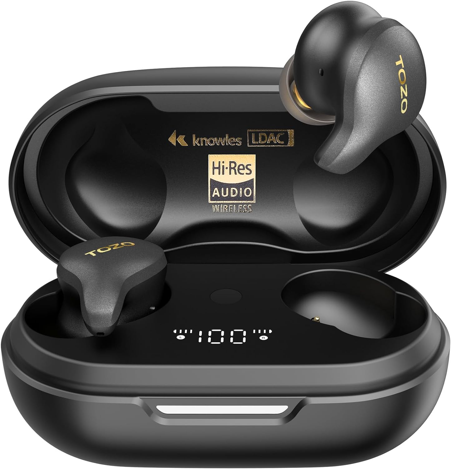 TOZO Golden X1 Wireless Earbuds Balanced Armature Driver and Hybrid Dynamic Driver, Bluetooth Headphones OrigX Pro, LDAC & Hi-Res Audio Wireless, Environment Active Noise Cancellation Headset Black