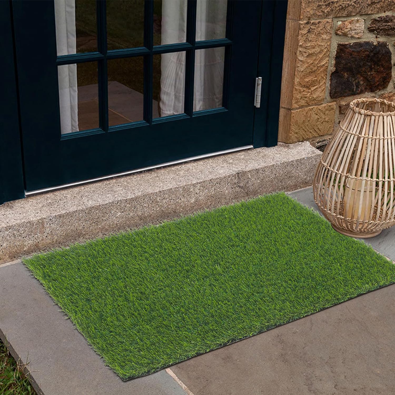 SHACOS Artificial Grass Rug 24x36 Outdoor 1.2 inch Fake Grass Mat Turf Mat Doormat Grass Turf Rugs with Drainage Holes Grass Rug for Dogs Patio Balcony Yard Lawn Garden Decor