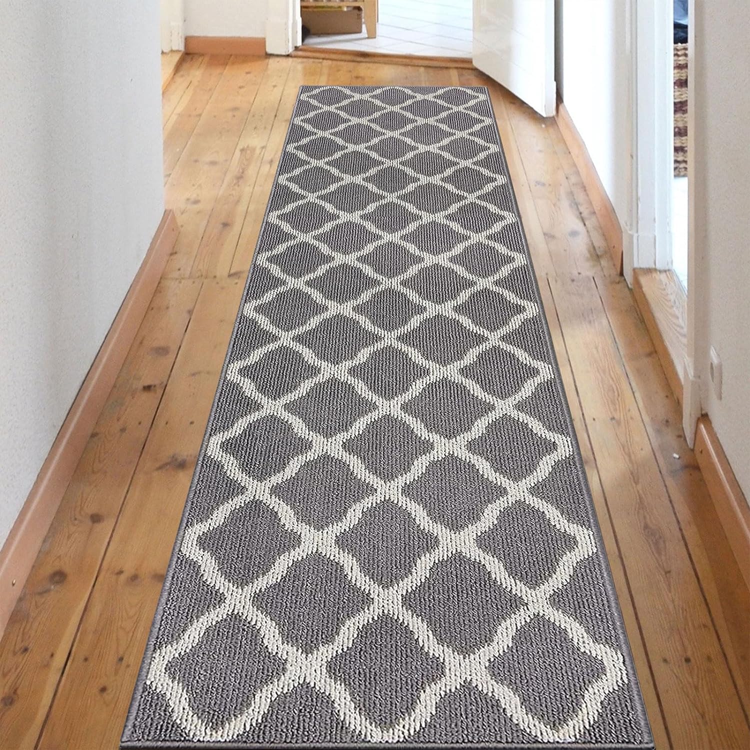 SHACOS Hallway Runner Rug 2'x8' Washable Kitchen Runner Rug Non Slip Water Absorbent Entryway Rug Runner Long Door Mat Indoor Runner Rug Floor Mat for Home Kitchen Laundry, Light Gray