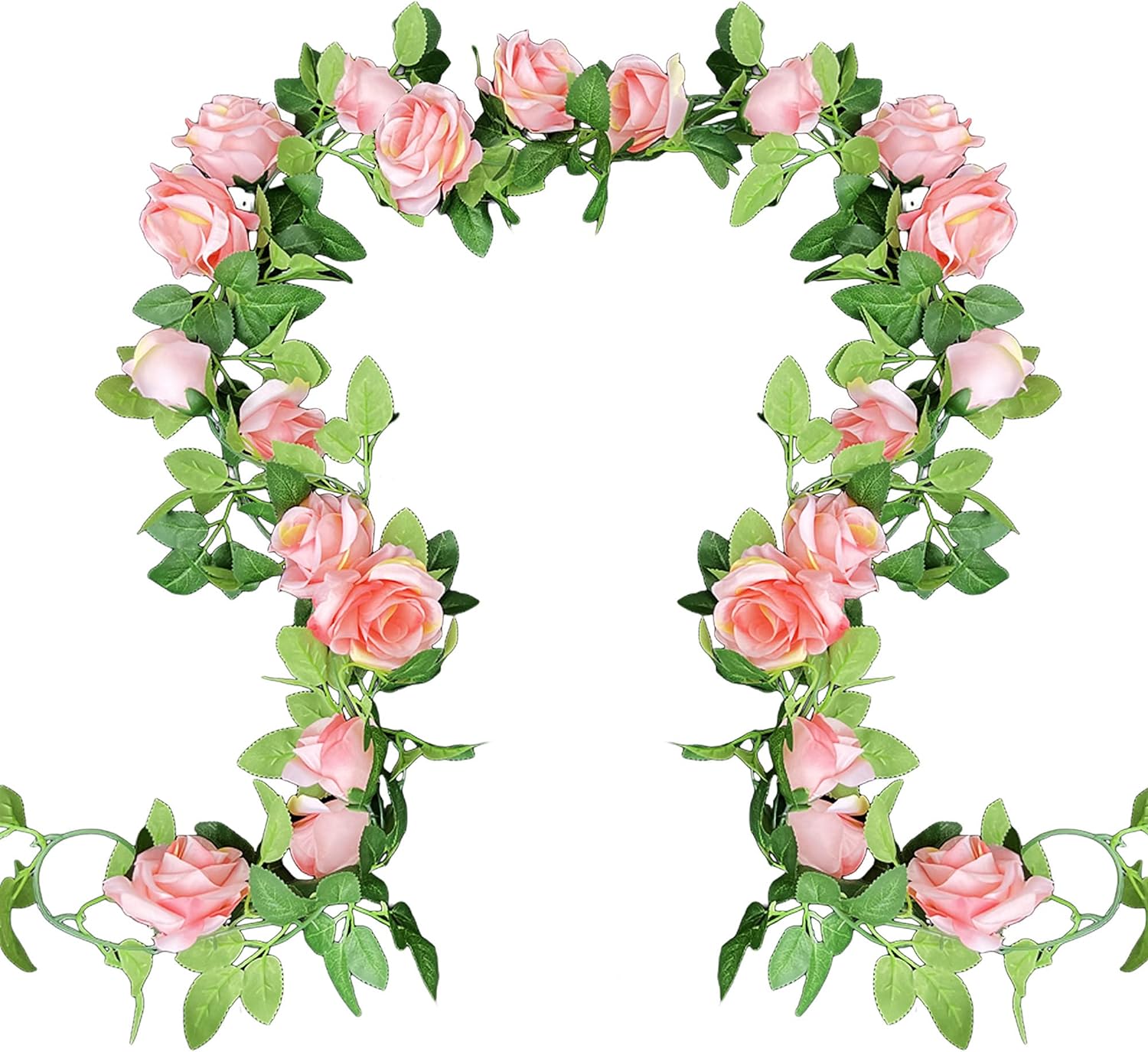 UKELER 2 Pack Artificial Flowers Garland Total 14FT Pink Rose Vines Hanging Flower Plants for Home Garden Party Outdoor Ceremony Wedding Arch Floral Decor