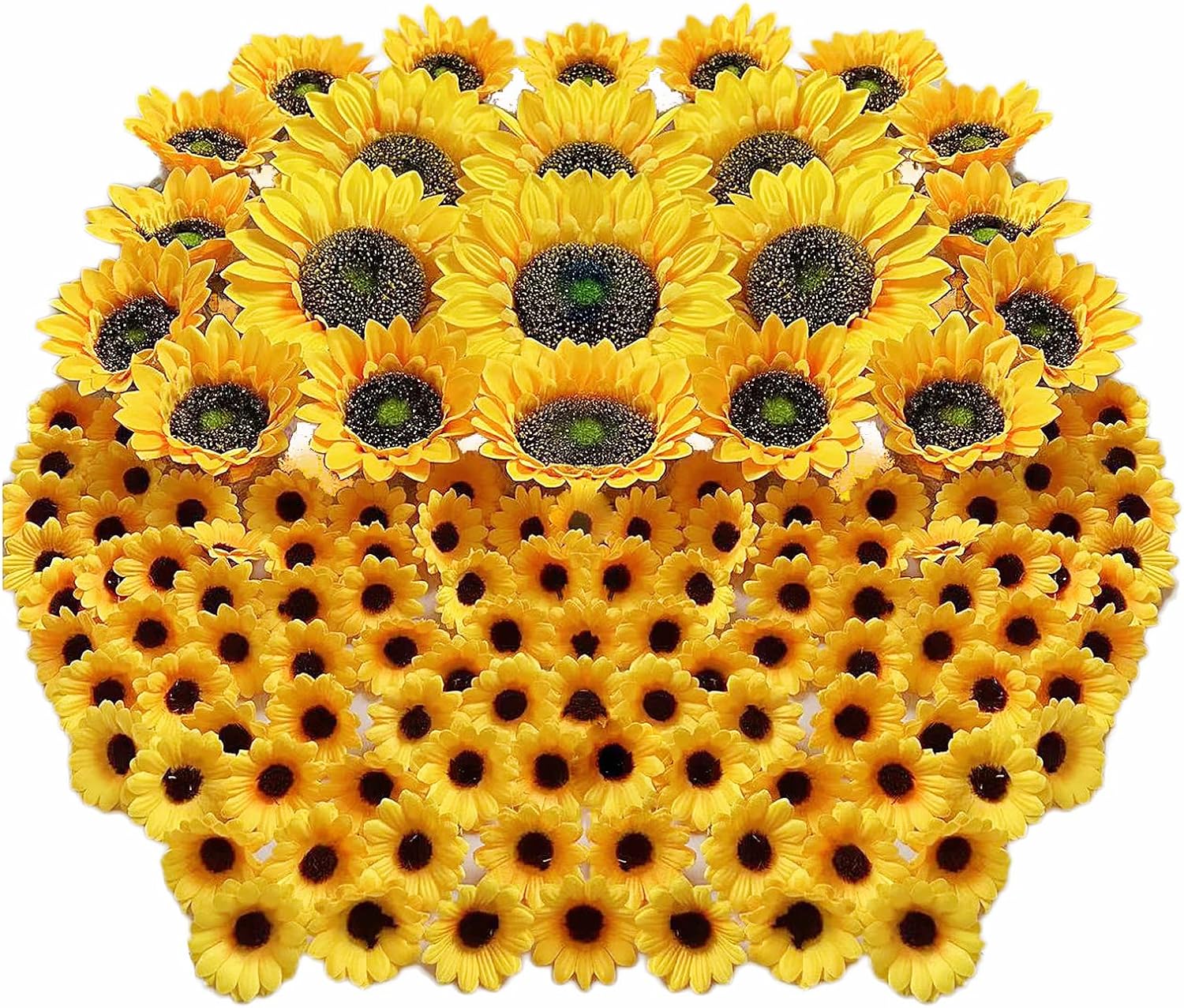 UKELER 122pcs Artificial Sunflower Heads 5.1'' 3.5'' 1.5'' Yellow Sunflower Artificial Flowers for Home Decoration Wedding Decor Birthday Party Decor Garden Craft Art Decor