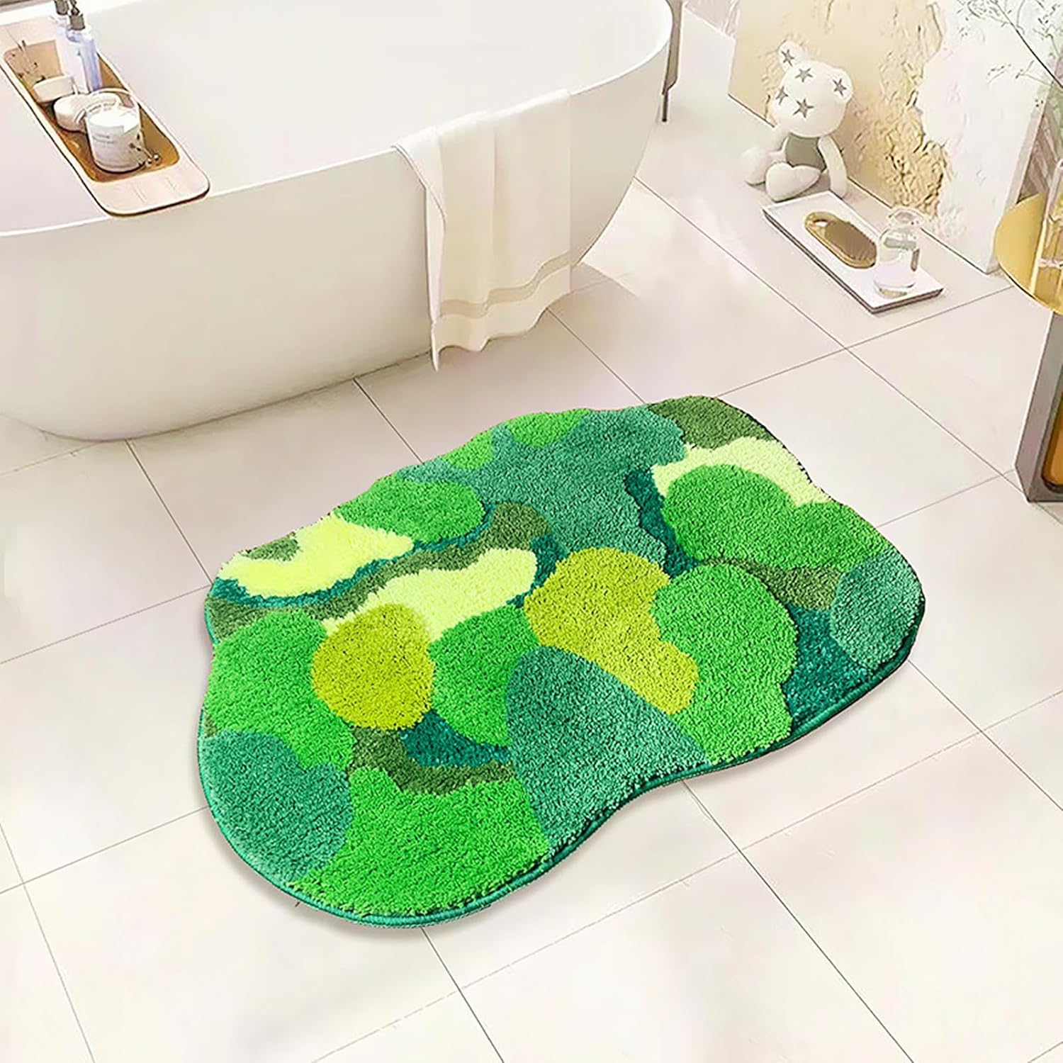 Very cute! Put it in my kitchen and fell in love!! Perfectly matches my Romantic fruit garden aesthetic! And water resistant so the floor by my kitchen sink doesnt get damaged! Win win! (Also very soft)