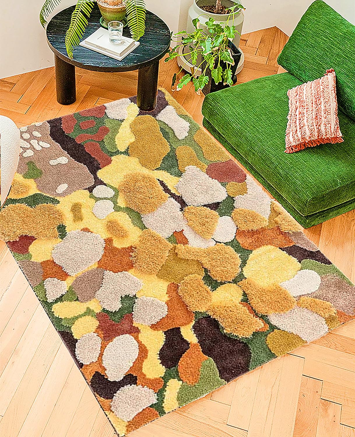 Colorful Moss Rug for Living Room 3D Shag Moss Area Rugs for Home Decor Non Slip Washable Kids Play Rug Bedroom Carpet 78.7''x55''