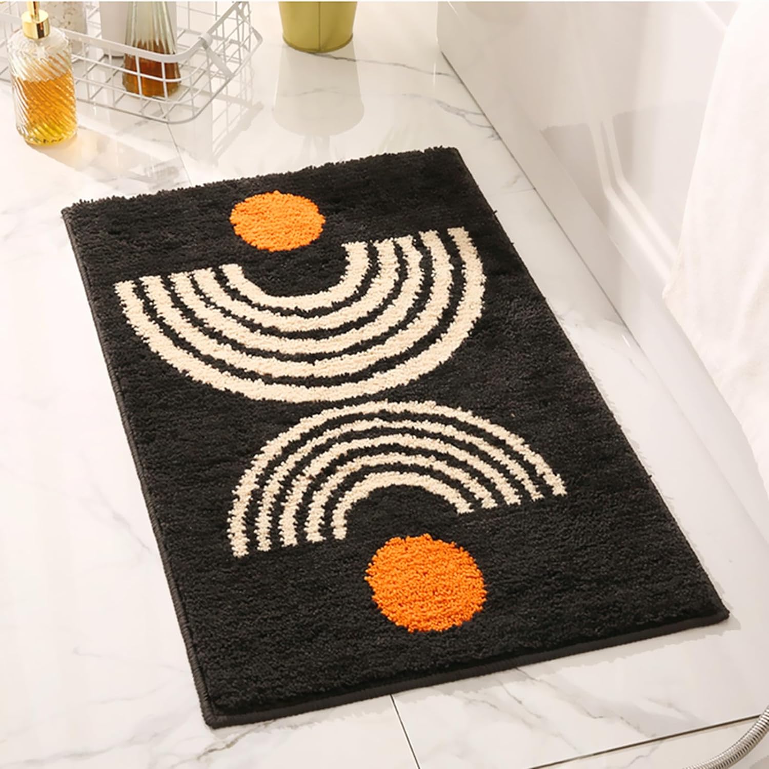 UKELER Cute Bohemian Bathroom Rug Dark Grey Washable Boho Home Decor Floor Mat Non-Slip Fluffy Accent Throw Rugs for Bathroom Sink Bedroom Kitchen, Indoor Doormat 31''20''