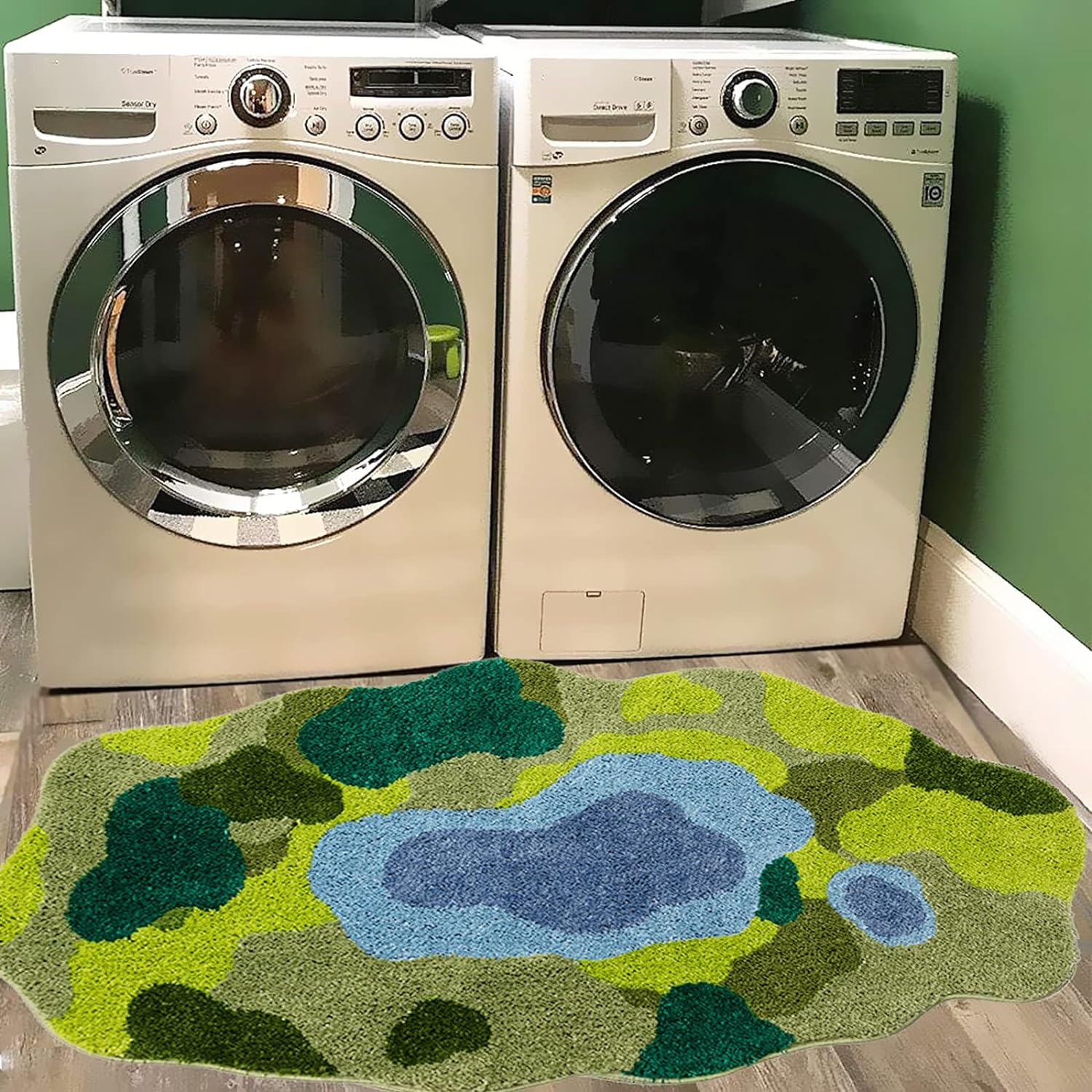 UKELER Laundry Room Rug, Cute Moss Decor Area Rugs for Kids Soft Shaggy Children Rug for Bedroom Nursery Playroom Classroom Moss Home Decor 63''x31.5''