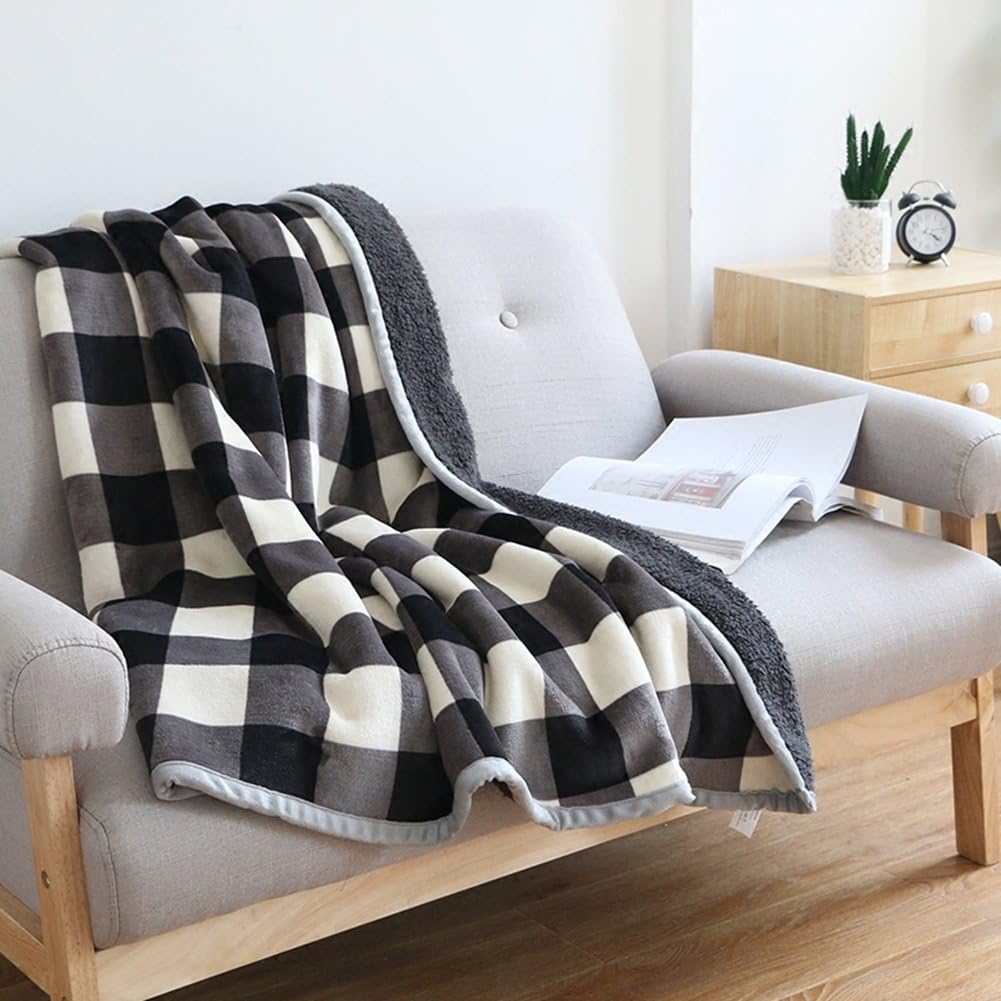 UKELER Buffalo Check/Plaid Throw Blanket 60''50'' for Couch- Ultra Soft Plush Flannel Fleece Sherpa Throw Bed Throws for Kids and Adult