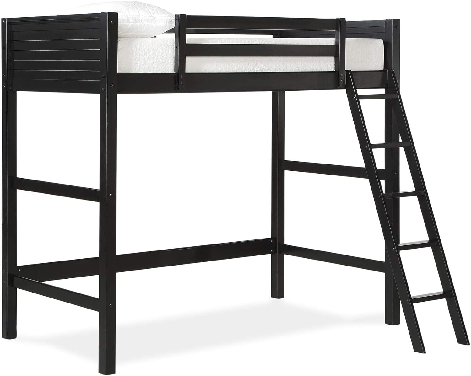 DHP Moon Bay Kids Wooden Loft Bed with Ladder, Twin, Black