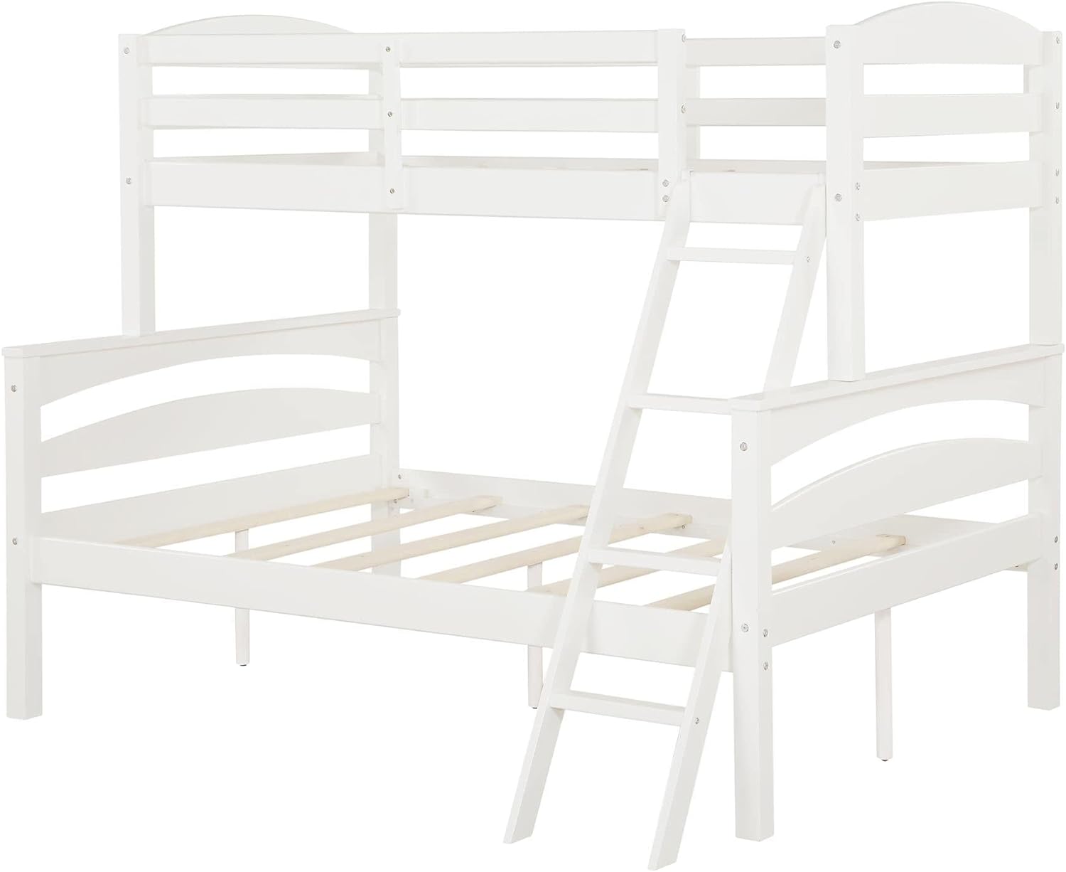 Dorel Living Brady Twin Over Full Solid Wood Kid&#39; Bunk Bed with Ladder, White