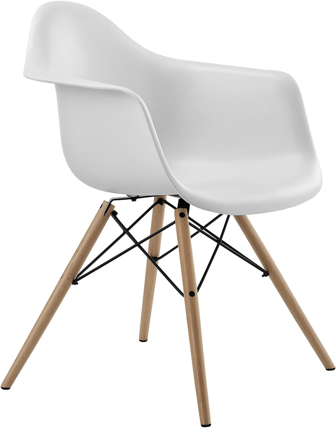 DHP Mid Century Modern Chair with Wood Legs, White