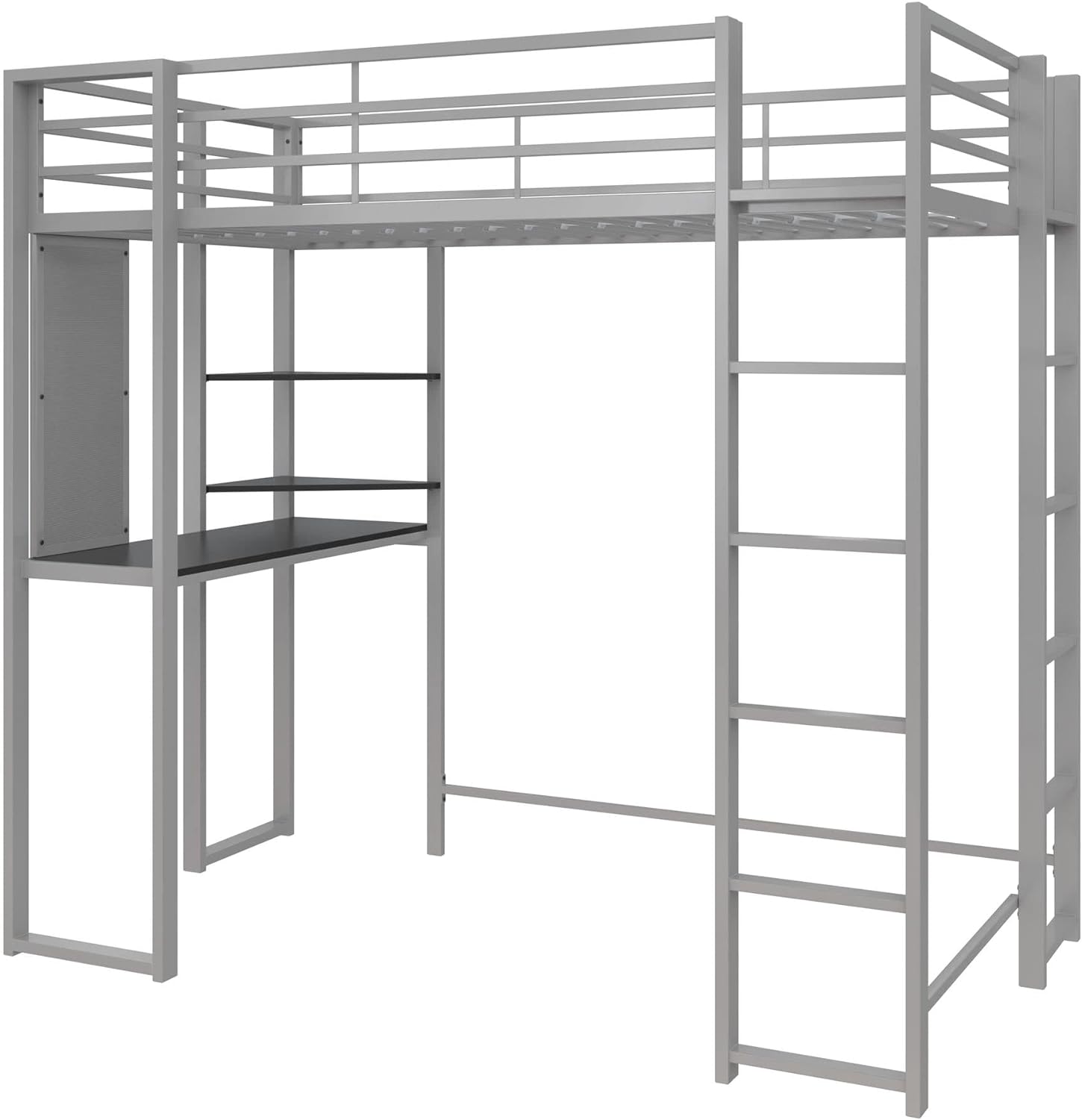 DHP Abode Twin Size Metal Loft Bed, Silver