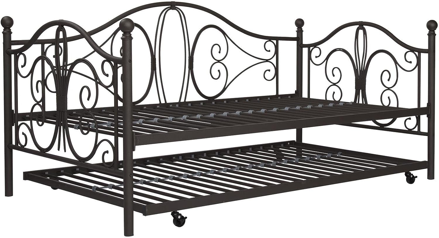 DHP Twin Metal Daybed and Roll Out Trundle Combo, Bronze Finish