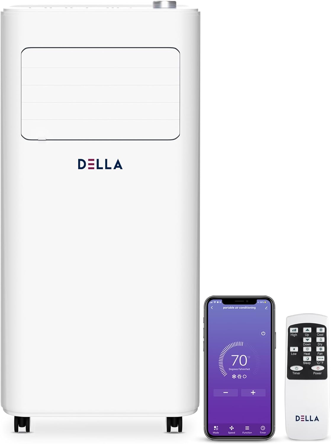 DELLA 8000 BTU Smart WiFi Enabled Portable Air Conditioner, Cooling, Dehumidifier & Fan Portable AC Unit w/Remote Control Window Kit, Cools Up To 350 Sq. Ft.