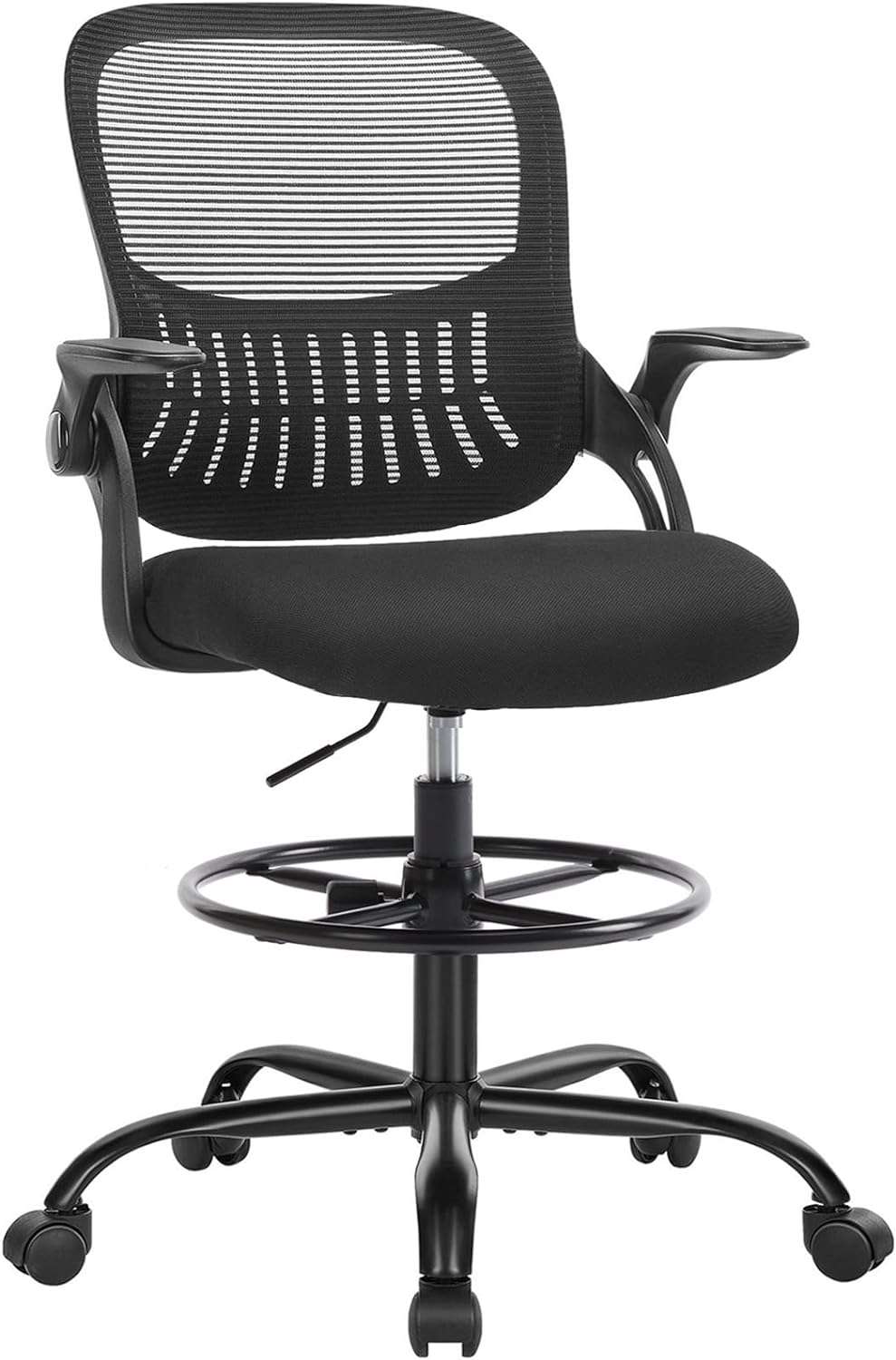 SMUG Drafting Chair, Tall Office Chair, Standing Desk Chair, Tall Desk Chair, High Office Chair, Counter Height Office Chairs with Lumbar Support, Flip-up Arms and Foot-Ring for Bar Height Desk