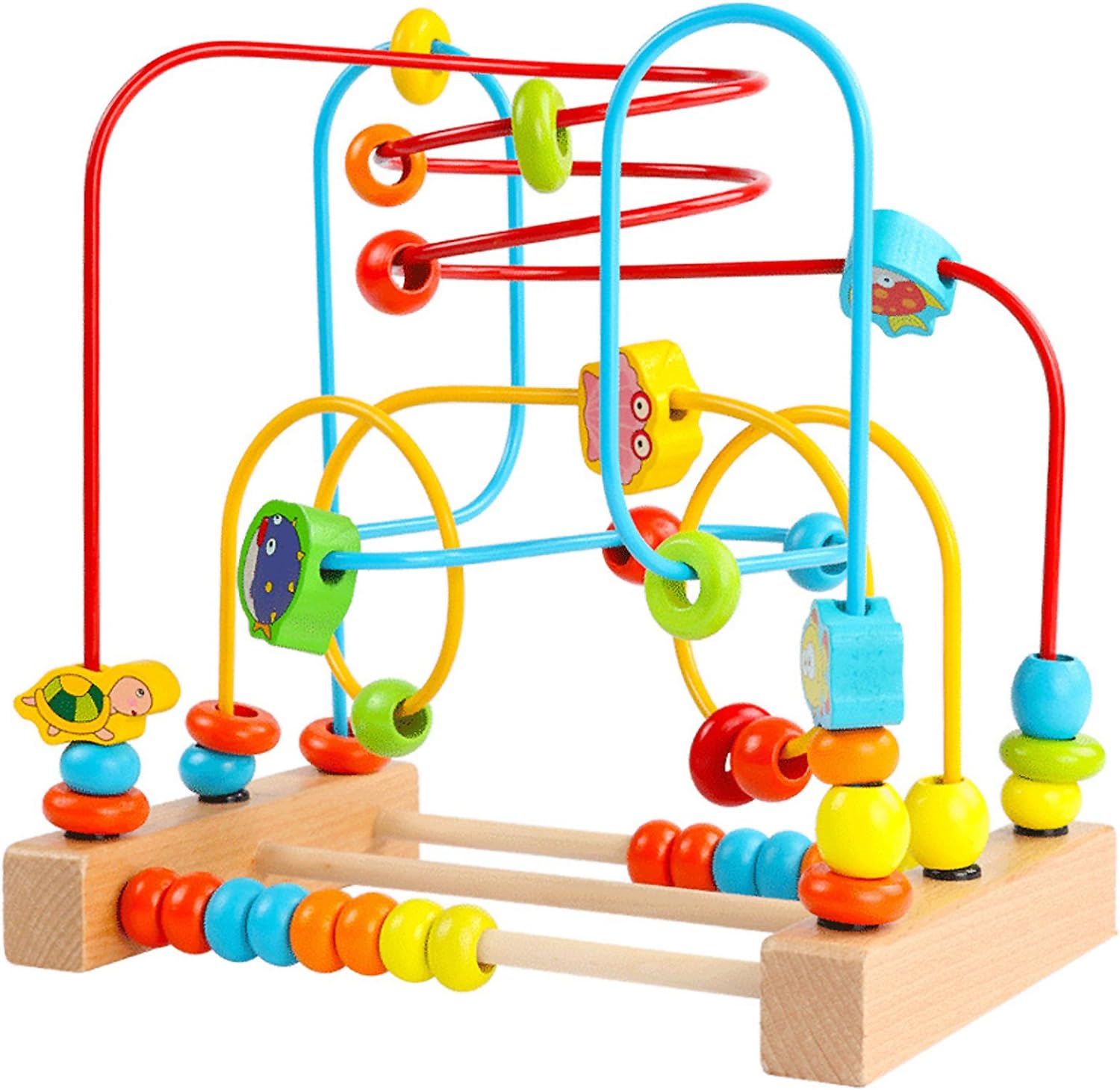 Timy First Bead Maze Roller Coaster Wooden Educational Circle Toy for Toddlers