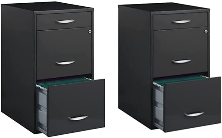 Home Square 3 Drawer File Cabinet in Charcoal in Set of 2