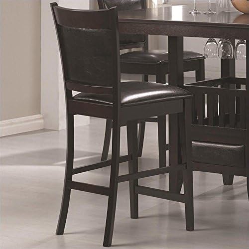 Home Square, Set of 4, 25 H Upholstered Leather Counted Stool in Black and Expresso