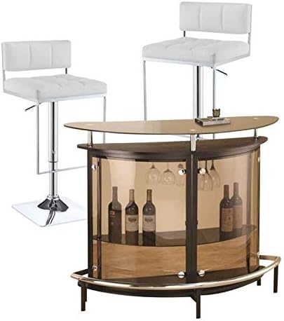 Home Square 3 Piece Pub Set with Bar and Set of 2 Counter Stool