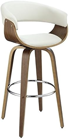 Home Square Set of 2 Upholstered Wooden White Bar Stools