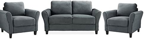 Home Square 3 Piece Sofa Set with Loveseat and (Set of 2) Accent Chairs in Dark Gray