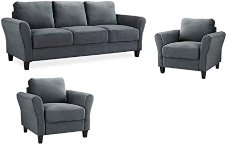 Home Square Set of 3 Sofa and Accent Chairs in Gray