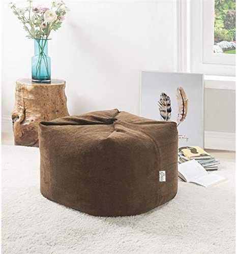 Home Square Set of 3 Microplush Pouf Brown Beanbag 3 in 1 Ottoman Chair Pillow