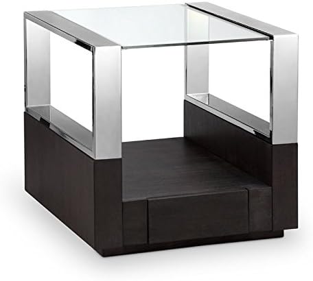 Home Square (Set of 2) Contemporary Graphite Glass Top End Table with Storage