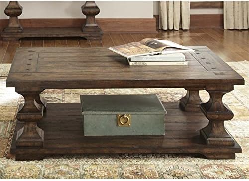 Home Square 2 Piece Living Room Set Console Table and Coffee Table in Kona Brown