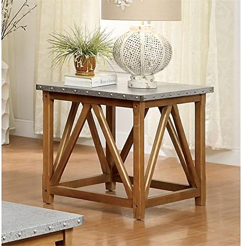 Home Square (Set of 2) Industrial End Table in Natural Tone