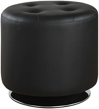 Home Square Set of 2 Swivel Black Ottomans