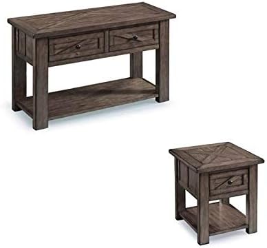 Home Square 2 Piece Console and End Table Set in Weathered Charcoal