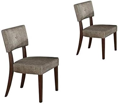 Home Square (Set of 2) Gray Fabric and Espresso Side Chair