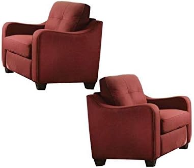 Home Square (Set of 2) Linen Chair in Red