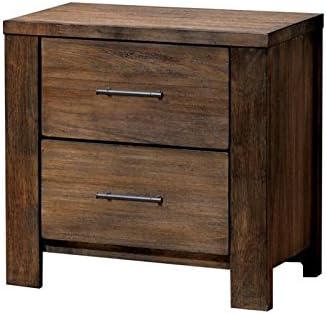 Nangetti Modern Distressed Wood 2 Drawer Nightstand in Oak Set of 2