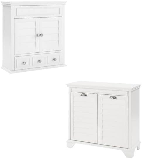 Home Square 2 Piece Bathroom Furniture Set with Medicine Cabinet and Linen Cabinet in White