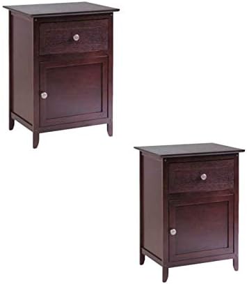 Home Square Set of 2 Nightstand in Antique Walnut