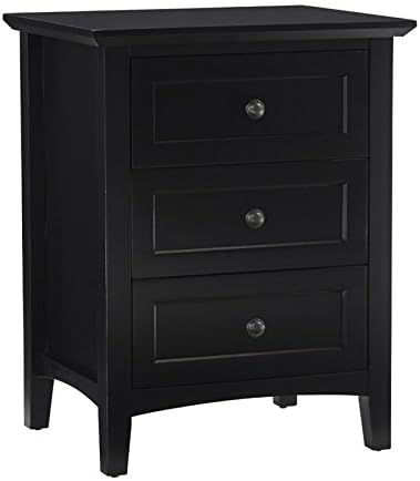 Home Square Set of 2 Nightstand with 3 Drawers in Black