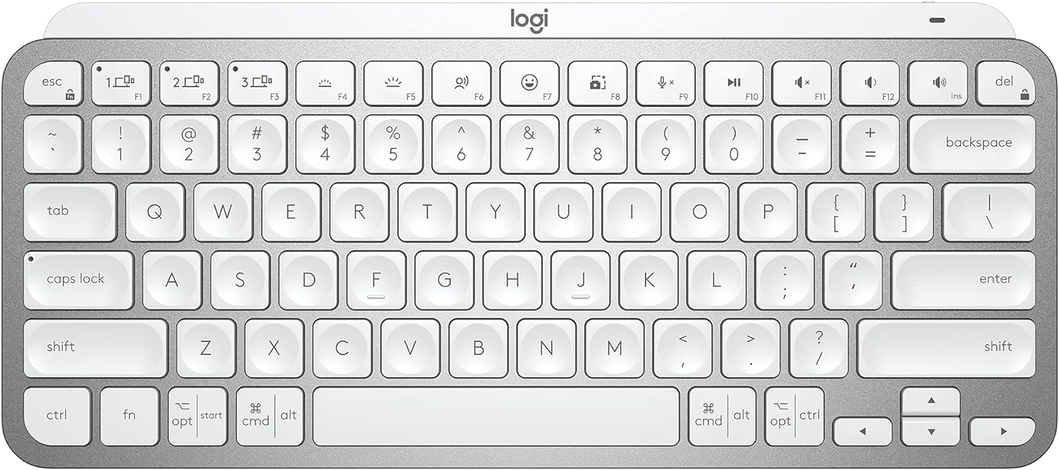 Logitech MX Keys Mini Minimalist Wireless Illuminated Keyboard, Compact, Bluetooth, USB-C, for Apple macOS, iOS, Windows, Linux, Android - Pale Gray - With Free Adobe Creative Cloud Subscription