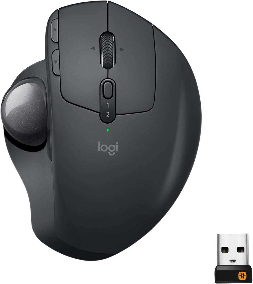 Logitech MX Ergo Wireless Trackball Mouse, Ergonomic Design, Move Content Between 2 Windows and Apple Mac Computers (Bluetooth or USB), Rechargeable - With Free Adobe Creative Cloud Subscription