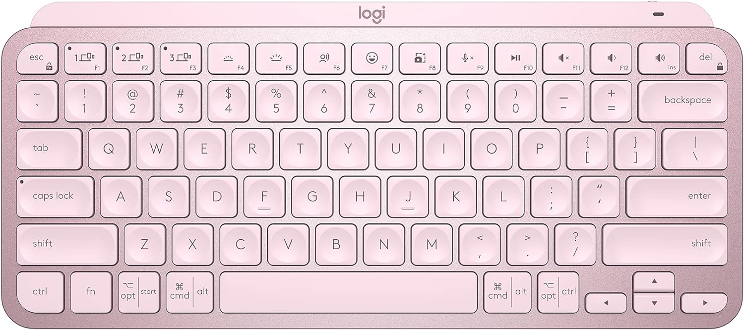 Logitech MX Keys Mini Minimalist Wireless Illuminated Keyboard, Compact, Bluetooth, USB-C, for Apple macOS, iOS, Windows, Linux, Android - Rose - With Free Adobe Creative Cloud Subscription