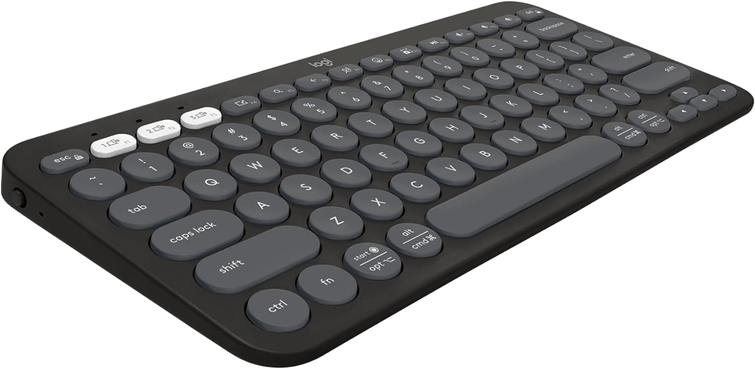 Logitech Pebble Keys 2 K380s, Multi-Device Bluetooth Wireless Keyboard with Customizable Shortcuts, Slim and Portable, Easy-Switch for Windows, macOS, iPadOS, Android, Chrome OS - Tonal Graphite