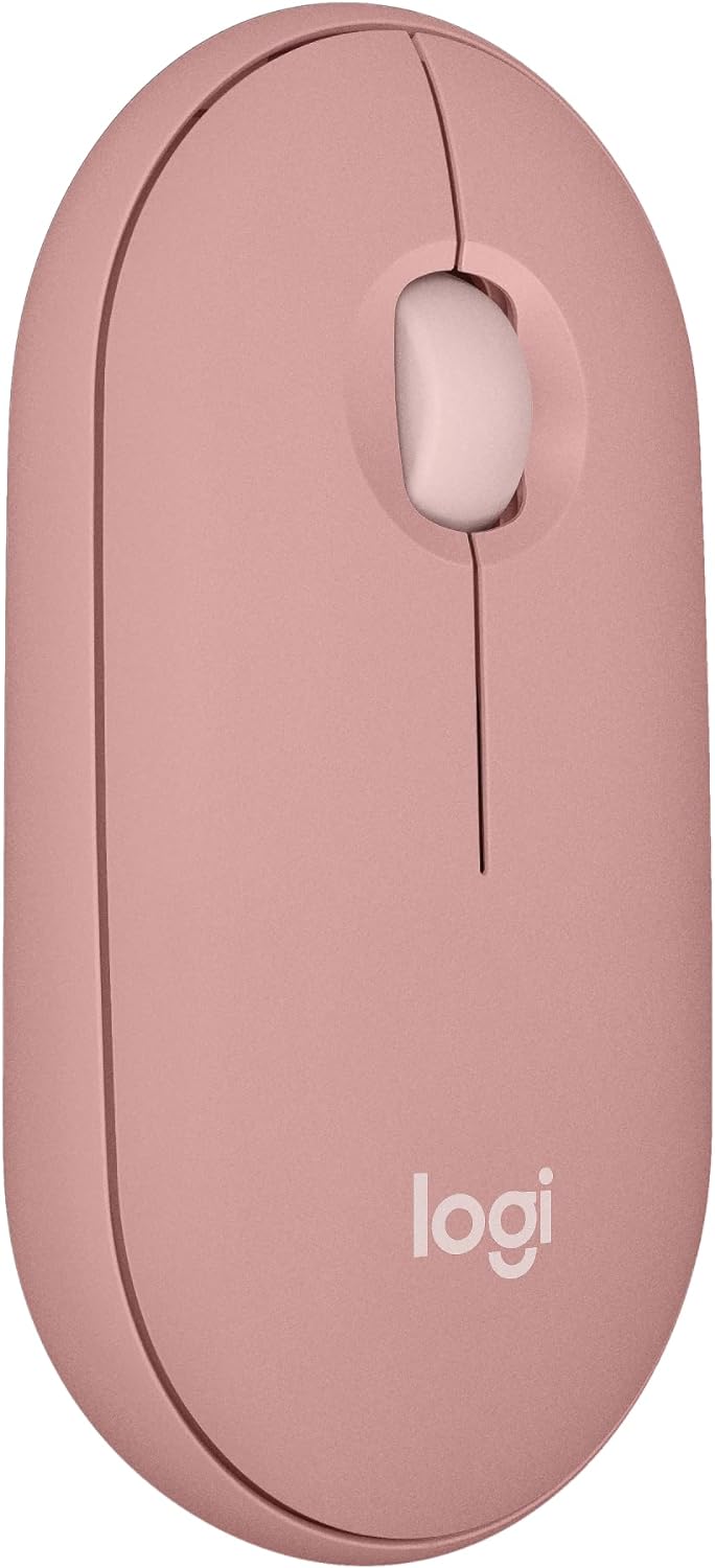 Logitech Pebble Mouse 2 M350s Slim Bluetooth Wireless Mouse, Portable, Lightweight, Customizable Button, Quiet Clicks, Easy-Switch for Windows, macOS, iPadOS, Android, Chrome OS - Tonal Rose