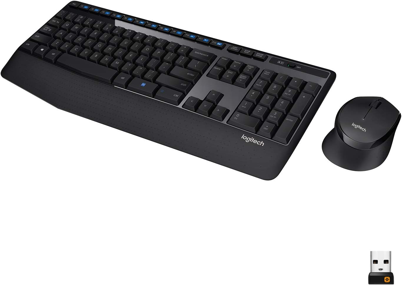 Logitech MK345 Wireless Combo Full-Sized Keyboard with Palm Rest and Comfortable Right-Handed Mouse, 2.4 GHz Wireless USB Receiver, Compatible with PC, Laptop,Black