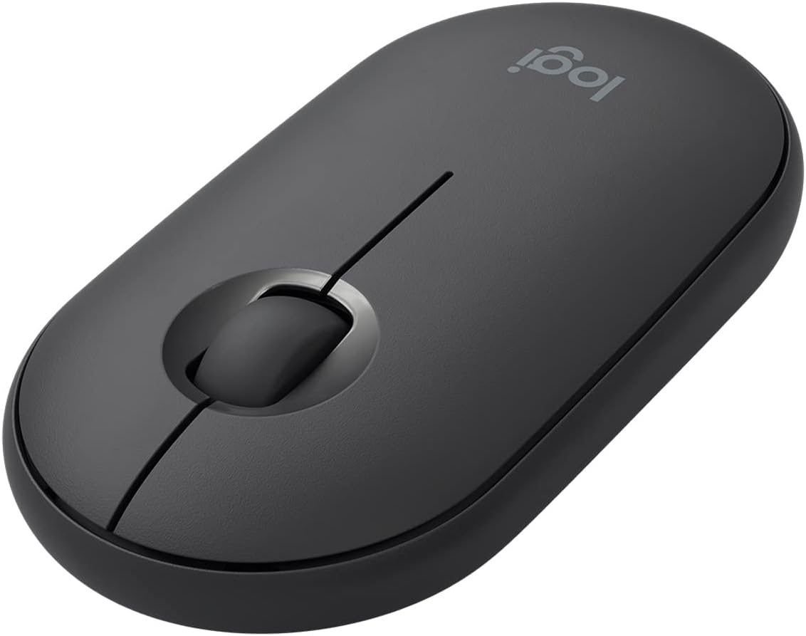 Logitech Pebble Wireless Mouse with Bluetooth or 2.4 GHz Receiver, Silent, Slim Computer Mouse with Quiet Clicks, for Laptop/Notebook/iPad/PC/Mac/Chromebook - Graphite