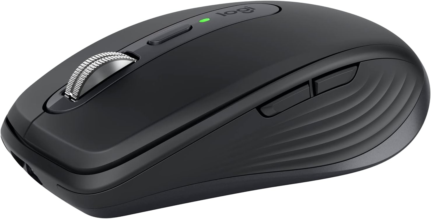 Logitech MX Anywhere 3S Compact Wireless Mouse, Fast Scrolling, 8K DPI Tracking, Quiet Clicks, USB C, Bluetooth, Windows PC, Linux, Chrome, Mac - Graphite - With Free Adobe Creative Cloud Subscription