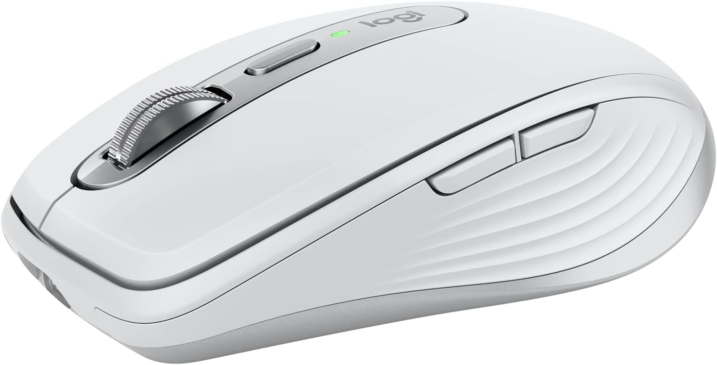 Logitech MX Anywhere 3S Compact Wireless Mouse, Fast Scroll, 8K DPI Tracking, Quiet Clicks, USB C, Bluetooth, Windows PC, Linux, Chrome, Mac - Pale Grey - With Free Adobe Creative Cloud Subscription