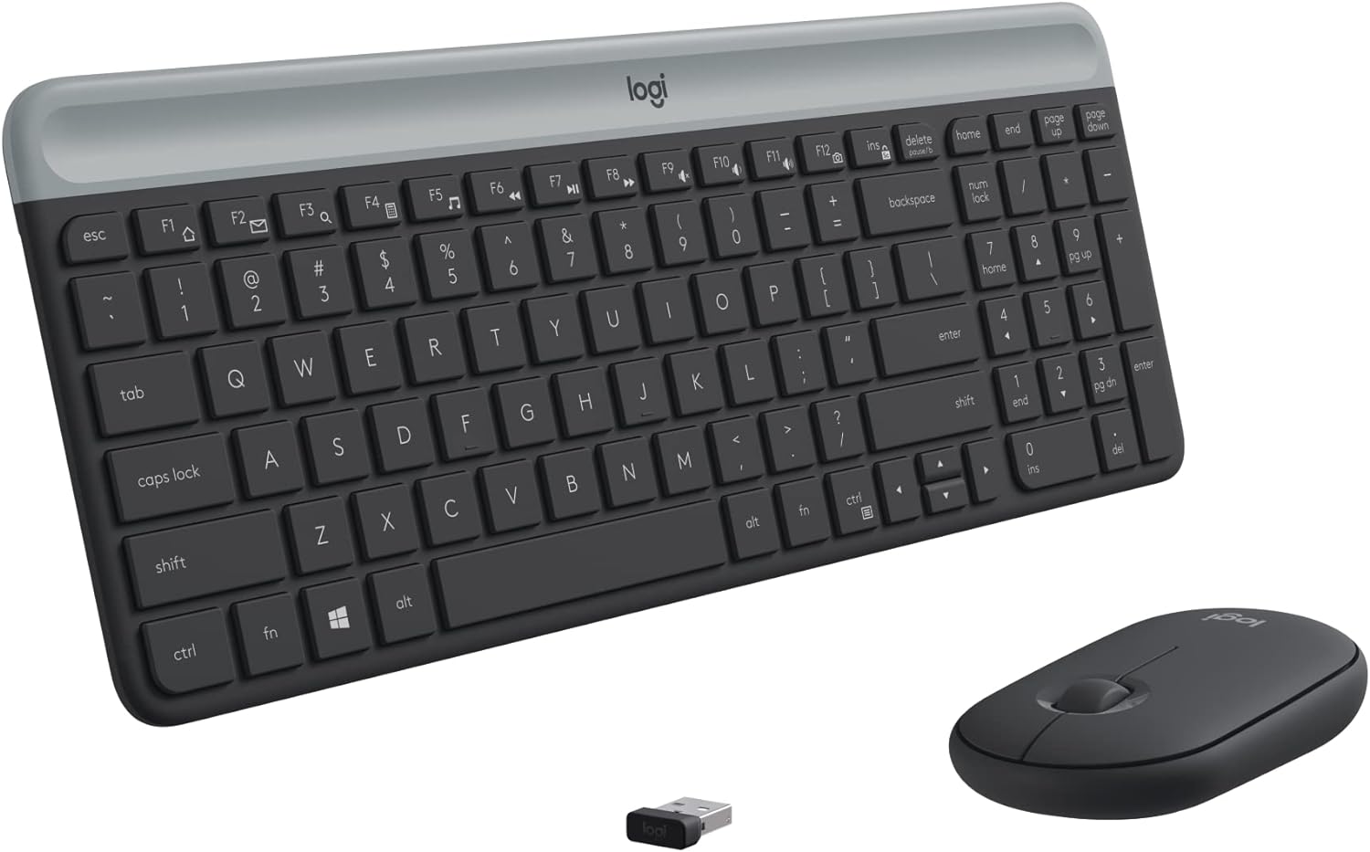 Logitech MK470 Slim Wireless Keyboard and Mouse Combo - Modern Compact Layout, Ultra Quiet, 2.4 GHz USB Receiver, Plug n&#39; Play Connectivity, Compatible with Windows - Graphite